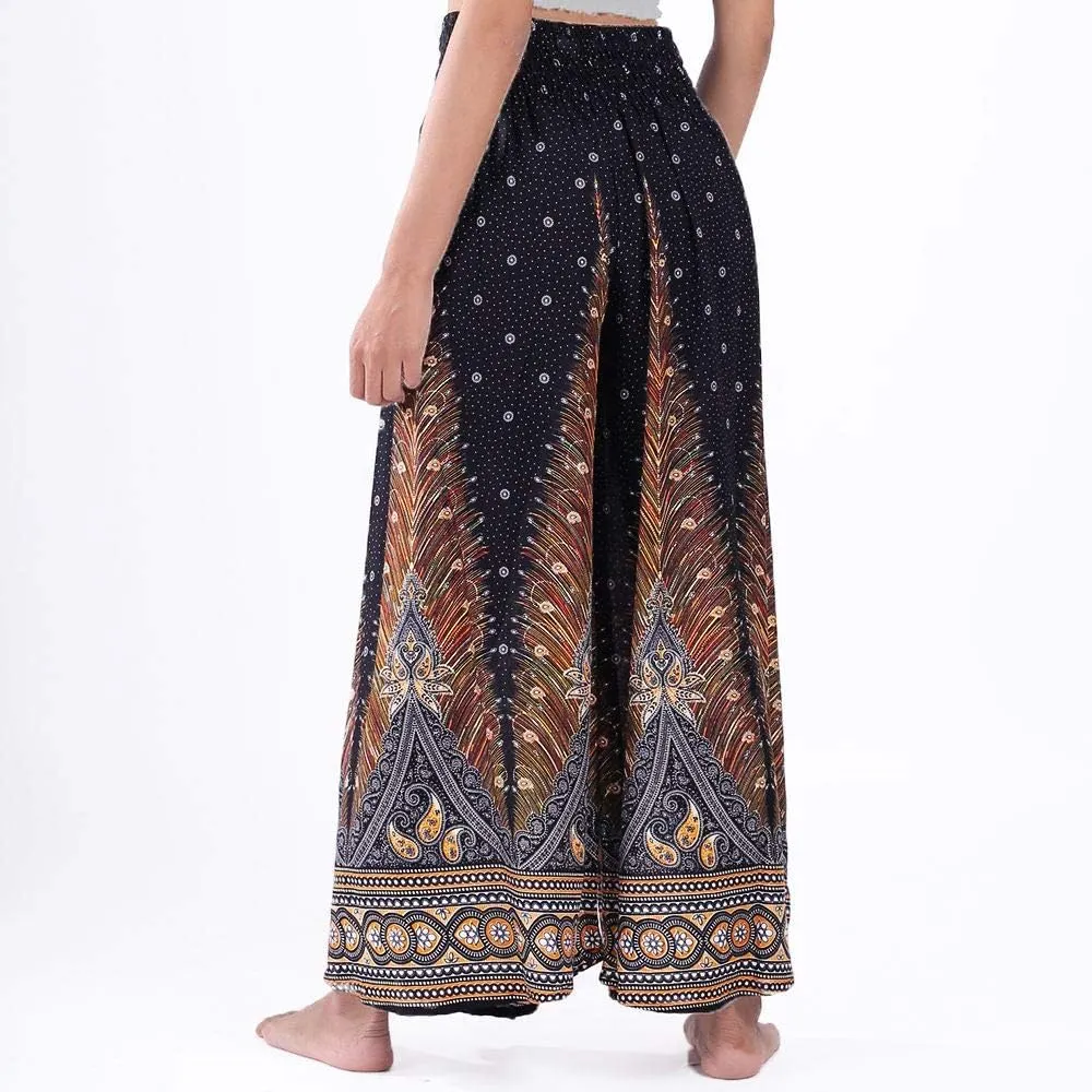 LOFBAZ Women's Wide Leg Palazzo Pants Yoga Lounge Hippie Harem Flowy Trousers
