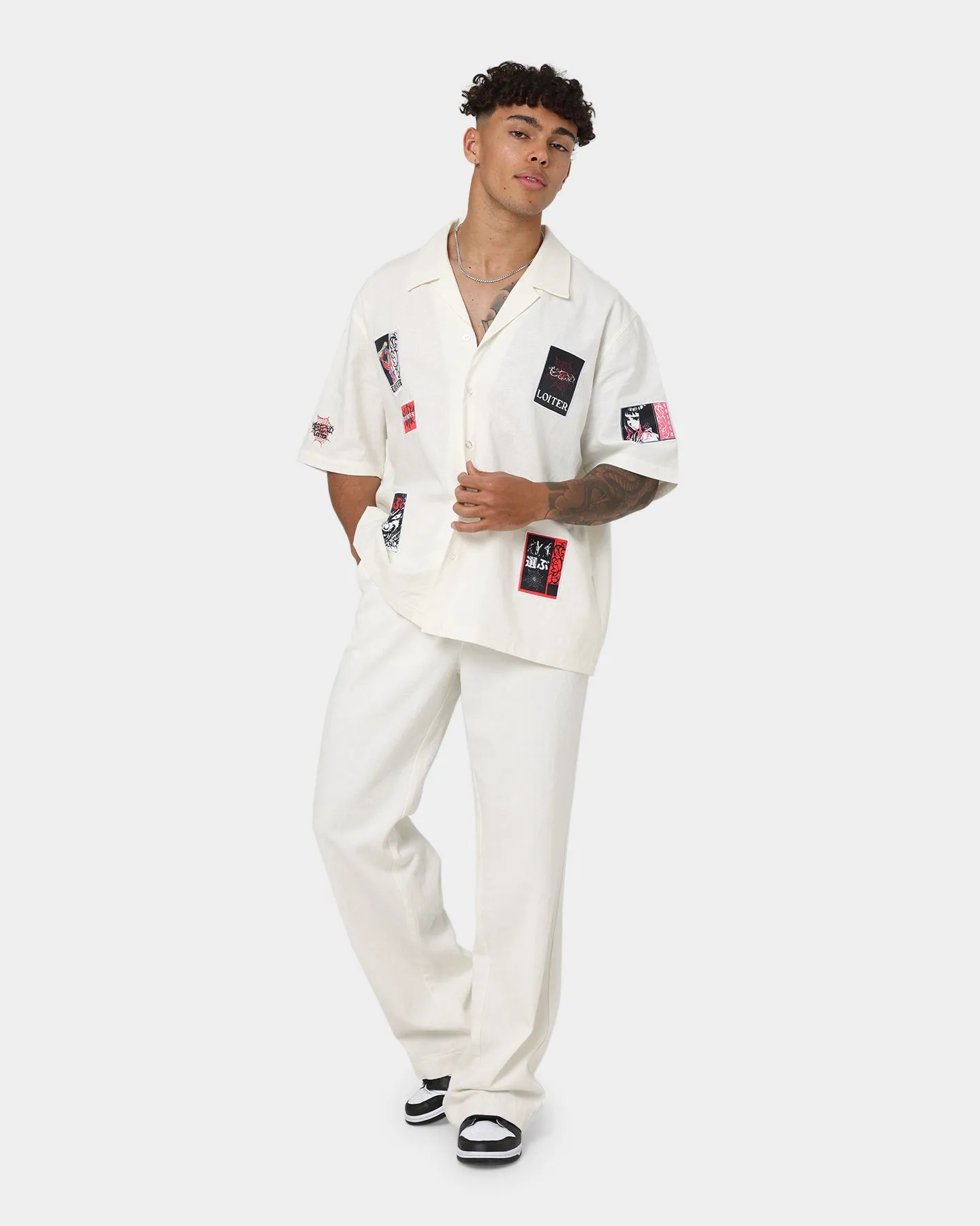 Loiter Patchwork Button Up Ecru