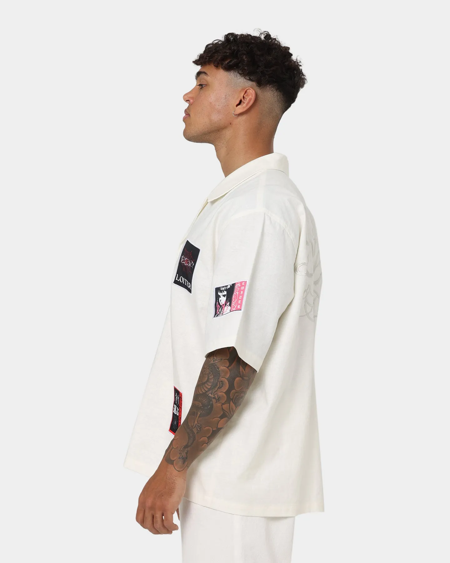 Loiter Patchwork Button Up Ecru