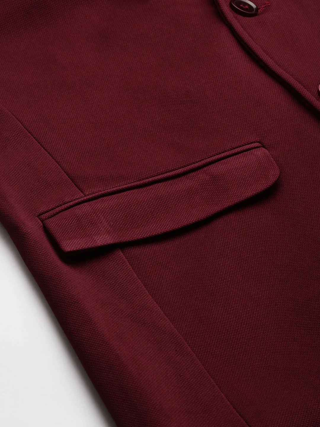 Men Red Cotton Notched Lapel Single Breasted front Blazer