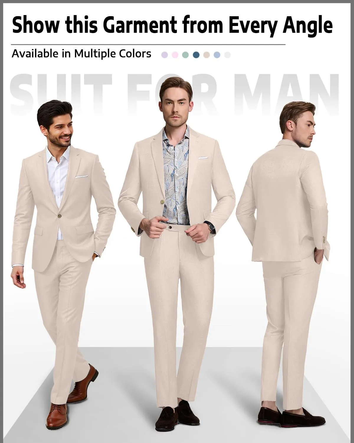 Men's Suit Tencel Linen Two Piece Slim Fit Summer Grooms Wedding Prom Dress Tuxedo Suits for Men Blazer Pants Set