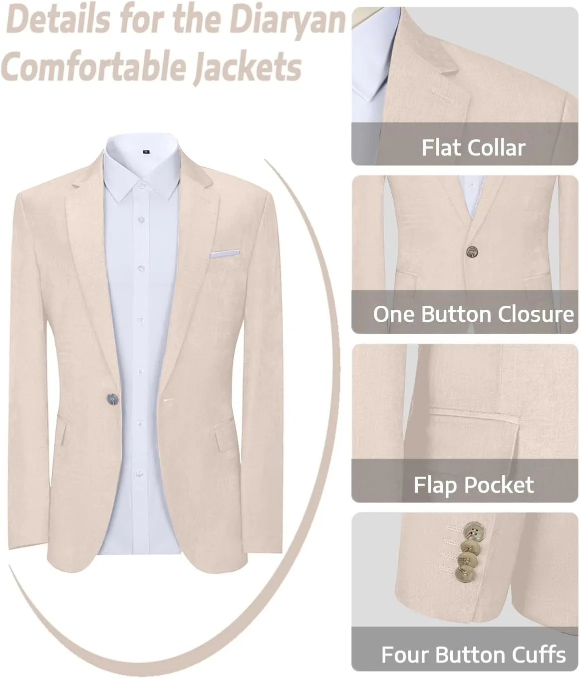 Men's Suit Tencel Linen Two Piece Slim Fit Summer Grooms Wedding Prom Dress Tuxedo Suits for Men Blazer Pants Set