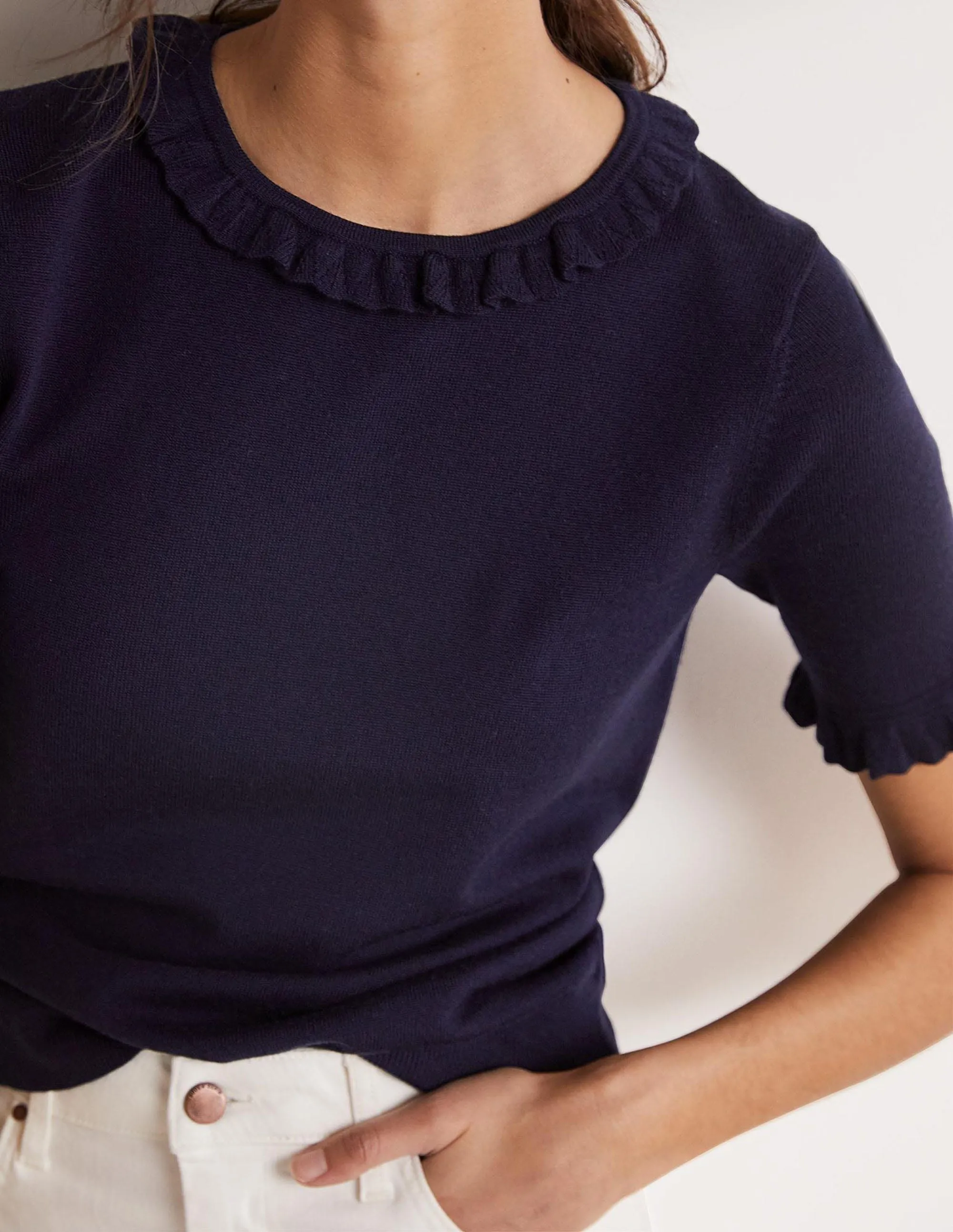 Merino Knitted T-shirt-Navy