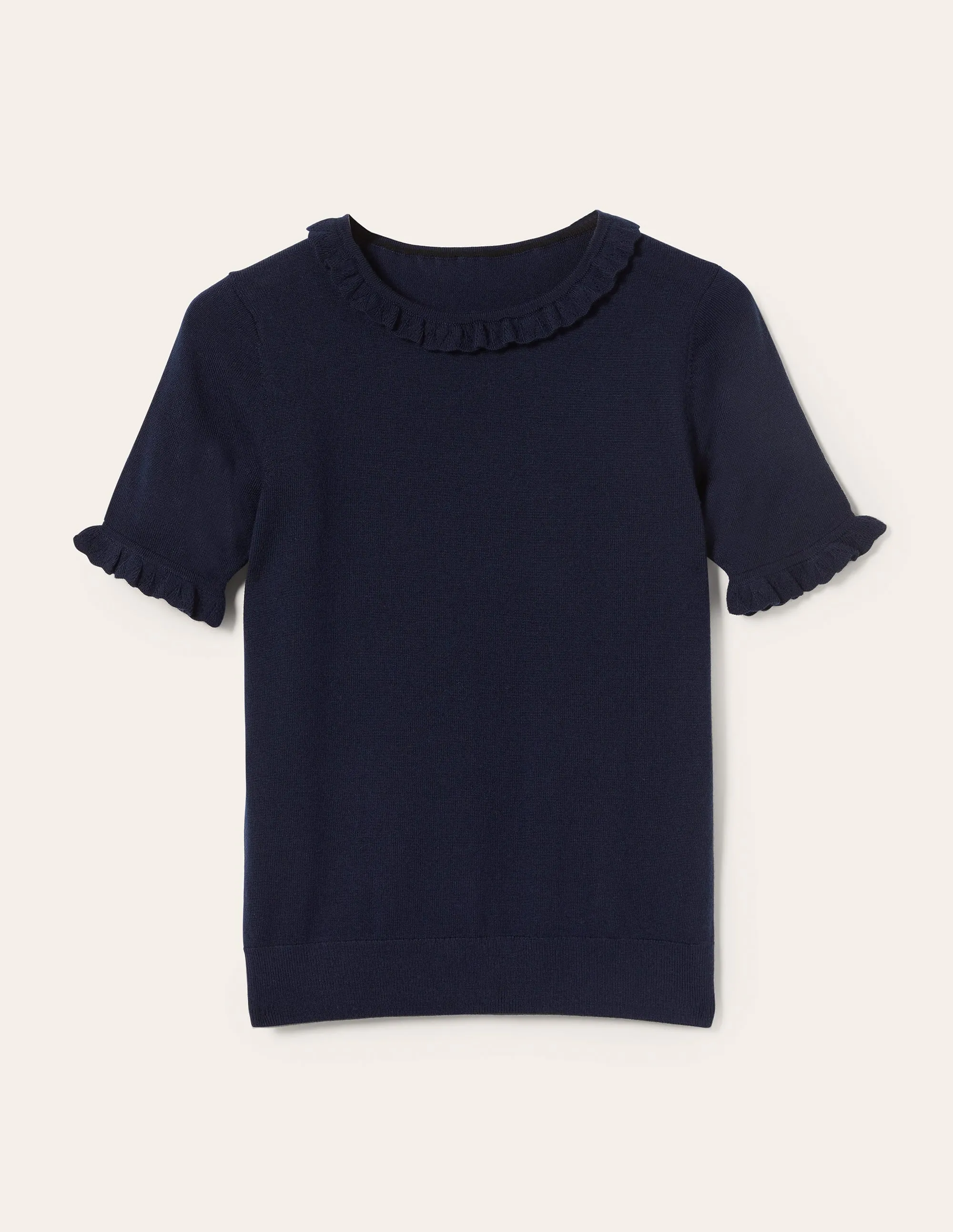 Merino Knitted T-shirt-Navy