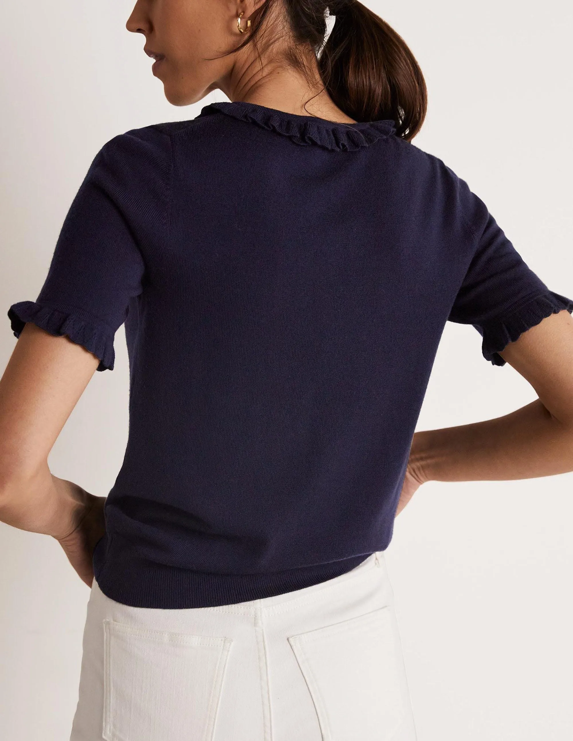 Merino Knitted T-shirt-Navy