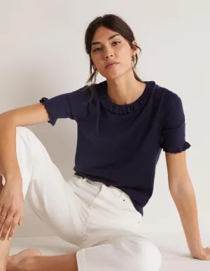 Merino Knitted T-shirt-Navy