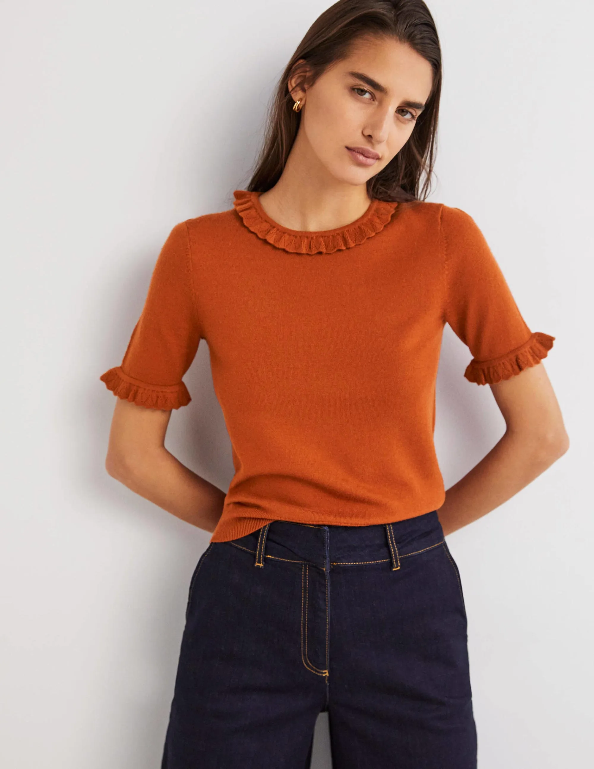 Merino Knitted T-shirt-Rust