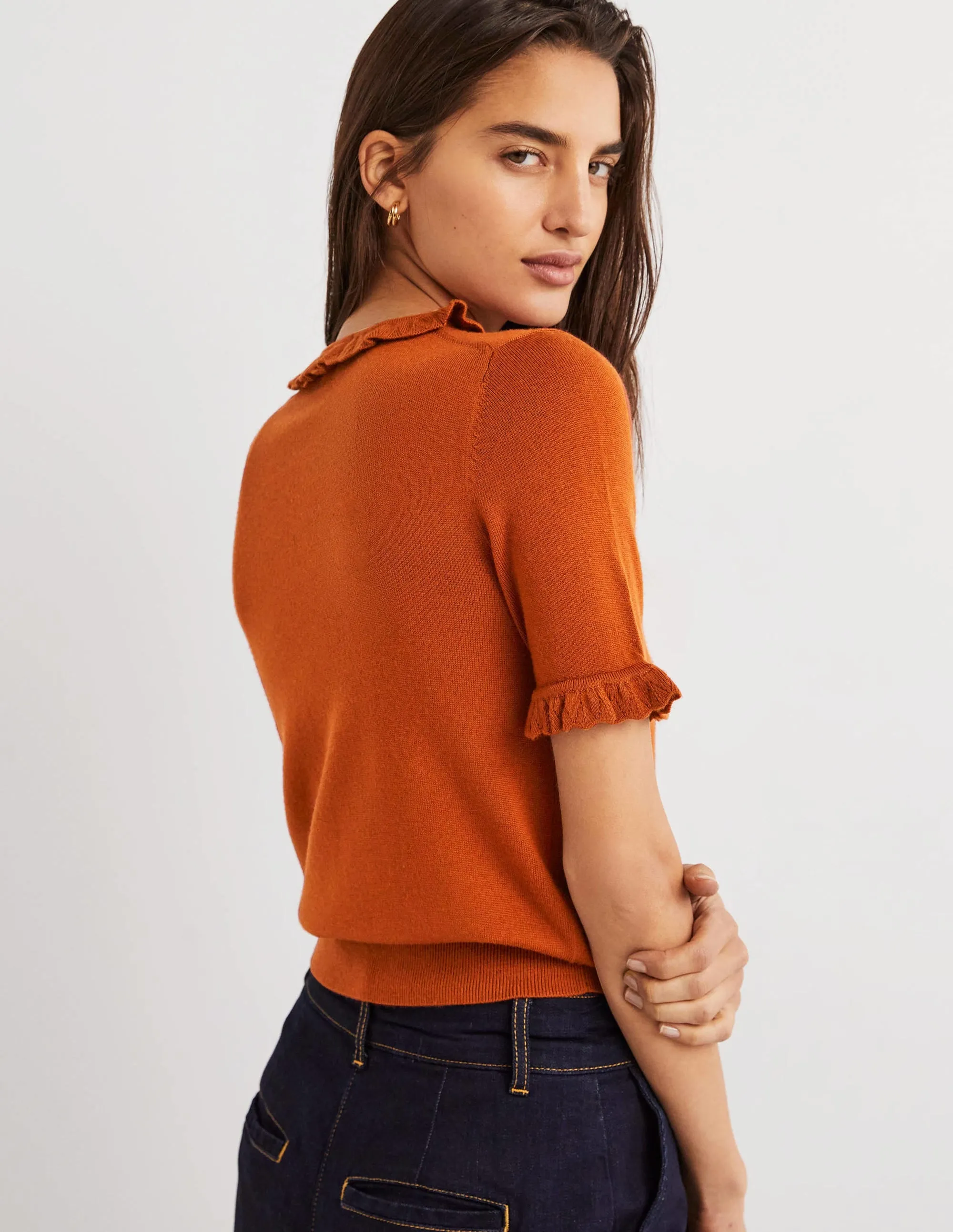 Merino Knitted T-shirt-Rust
