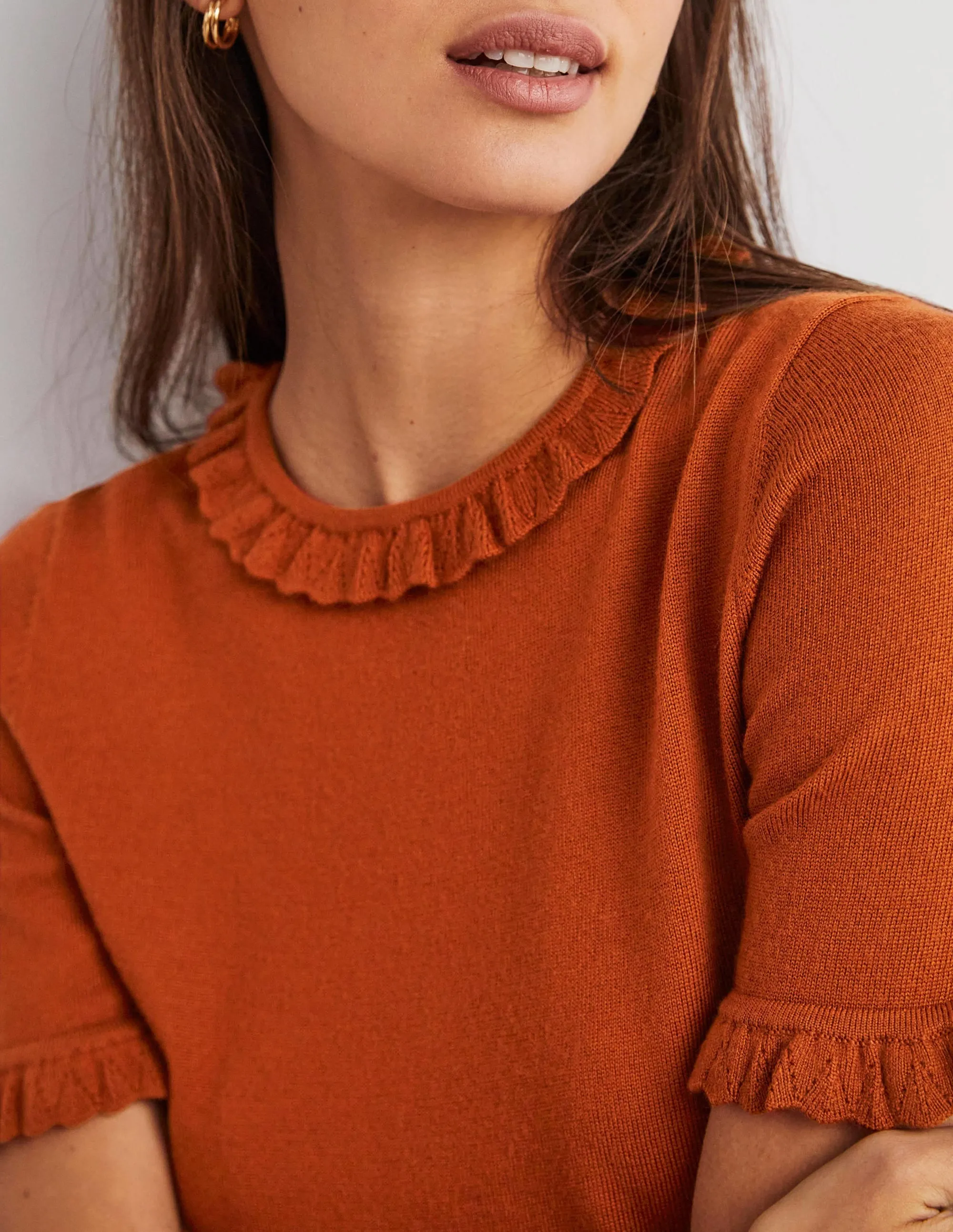 Merino Knitted T-shirt-Rust