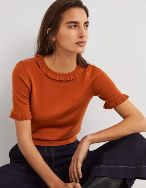 Merino Knitted T-shirt-Rust