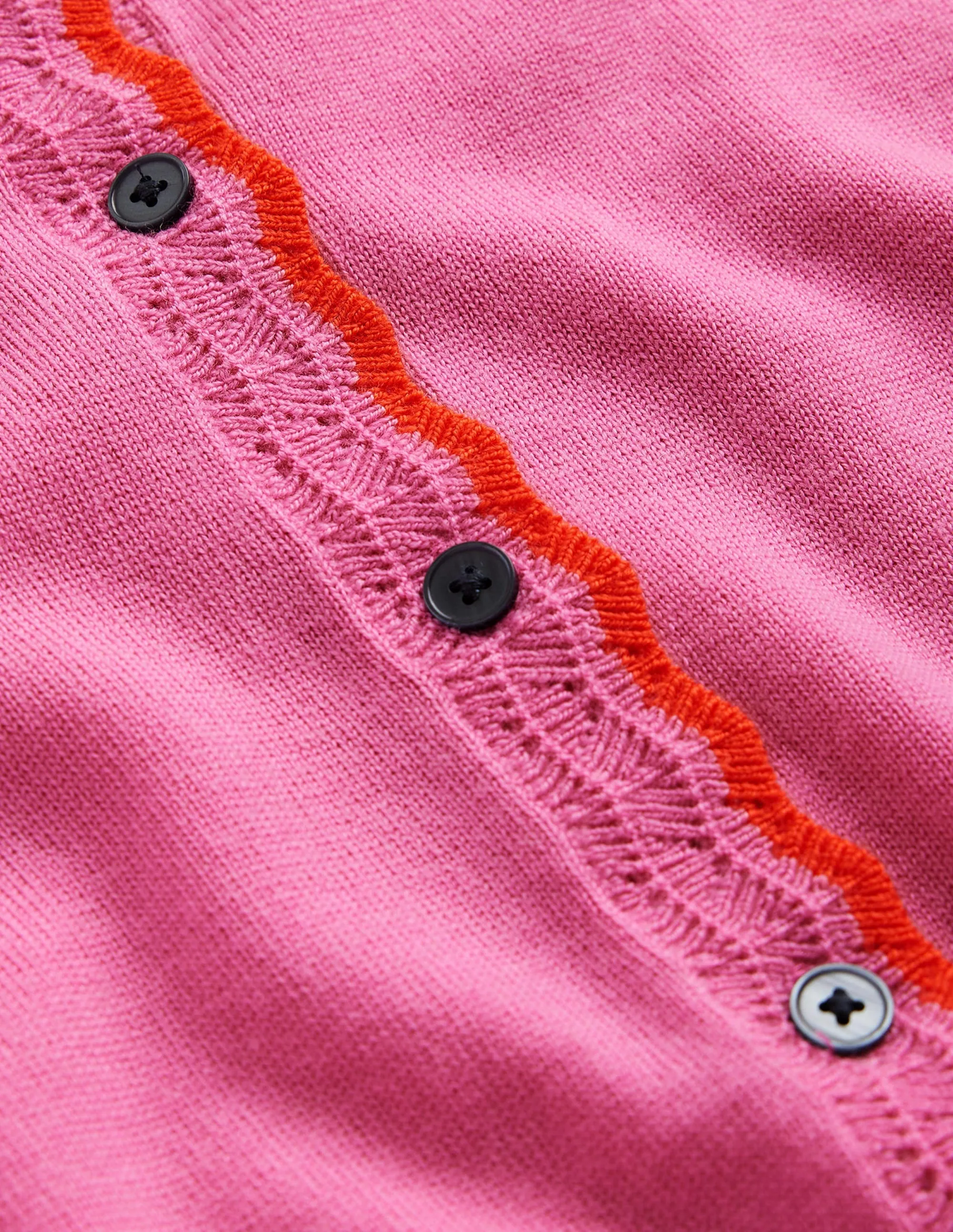 Merino Scallop Cardigan-Mid Pink