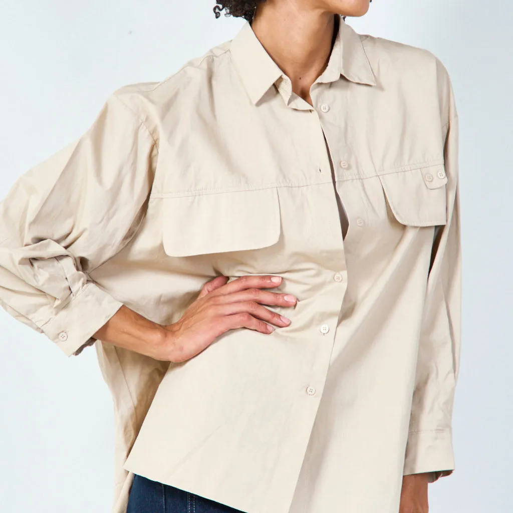 Relaxed button-up shirt with chest pockets wholesale
