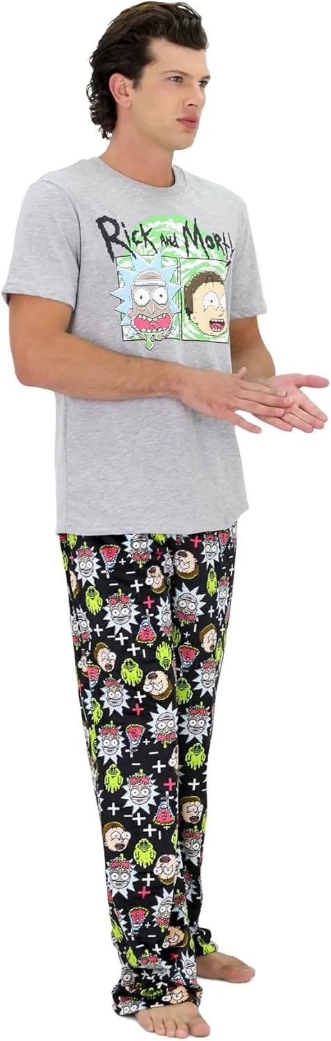 RICK AND MORTY Pajamas Set, 2 Piece Pjs for Men, Rick Morty Shirt and Pant Pj Gift Box Set for Adults