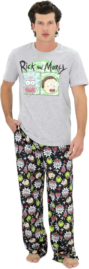 RICK AND MORTY Pajamas Set, 2 Piece Pjs for Men, Rick Morty Shirt and Pant Pj Gift Box Set for Adults