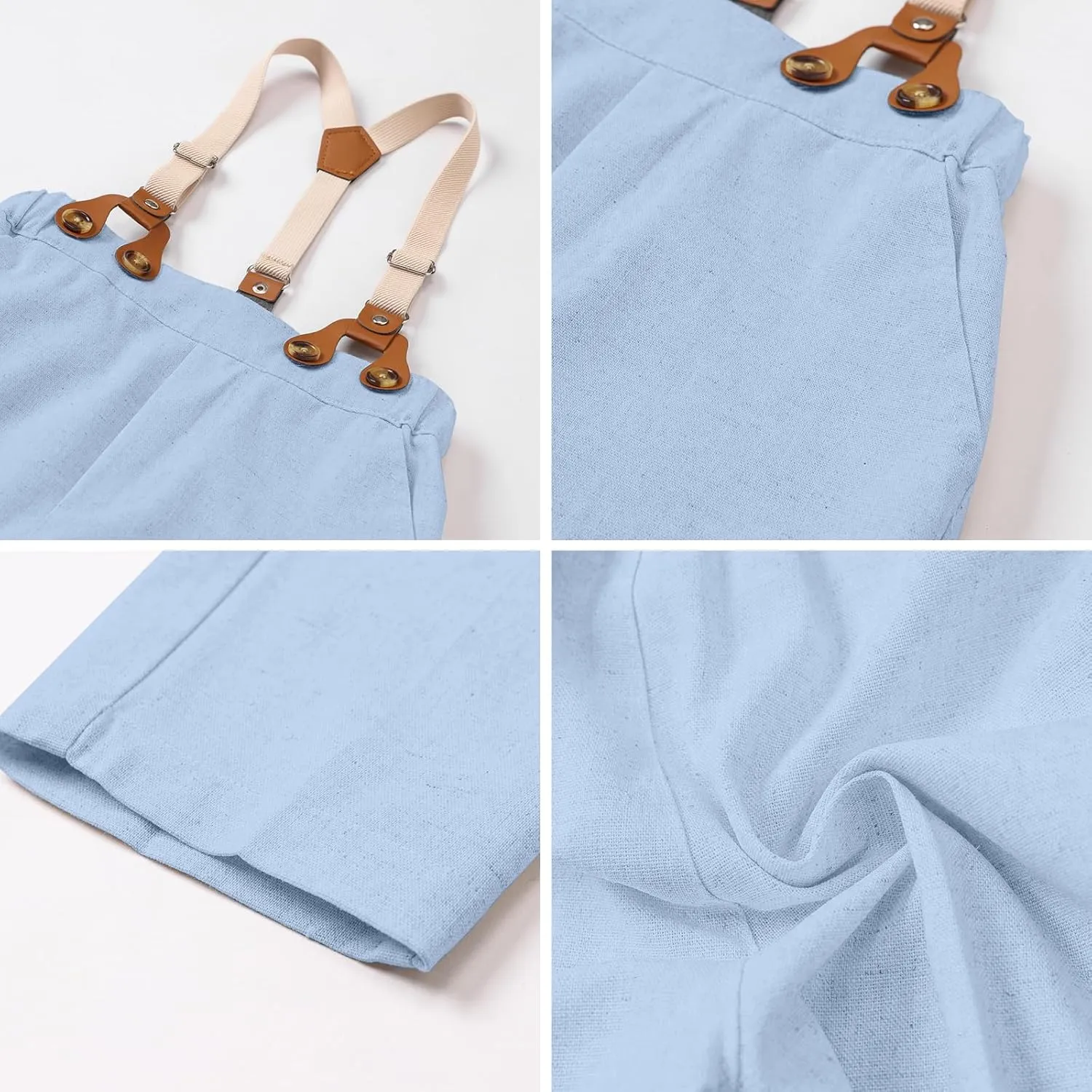 SANGTREE Baby Boys Gentleman Outfits Cotton Linen Formal Suit Set, 3 Months - 9 Years