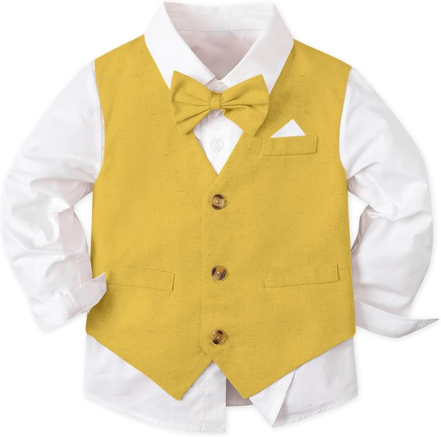 SANGTREE Baby Boys Gentleman Outfits Cotton Linen Formal Suit Set, 3 Months - 9 Years