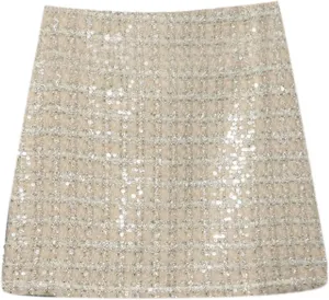 Sequin Skirt for Women Stretchy Bodycon Mini Skirts Sexy Sparkly Skirt Glitter Shiny Skirt Night Out Dance Party Dress