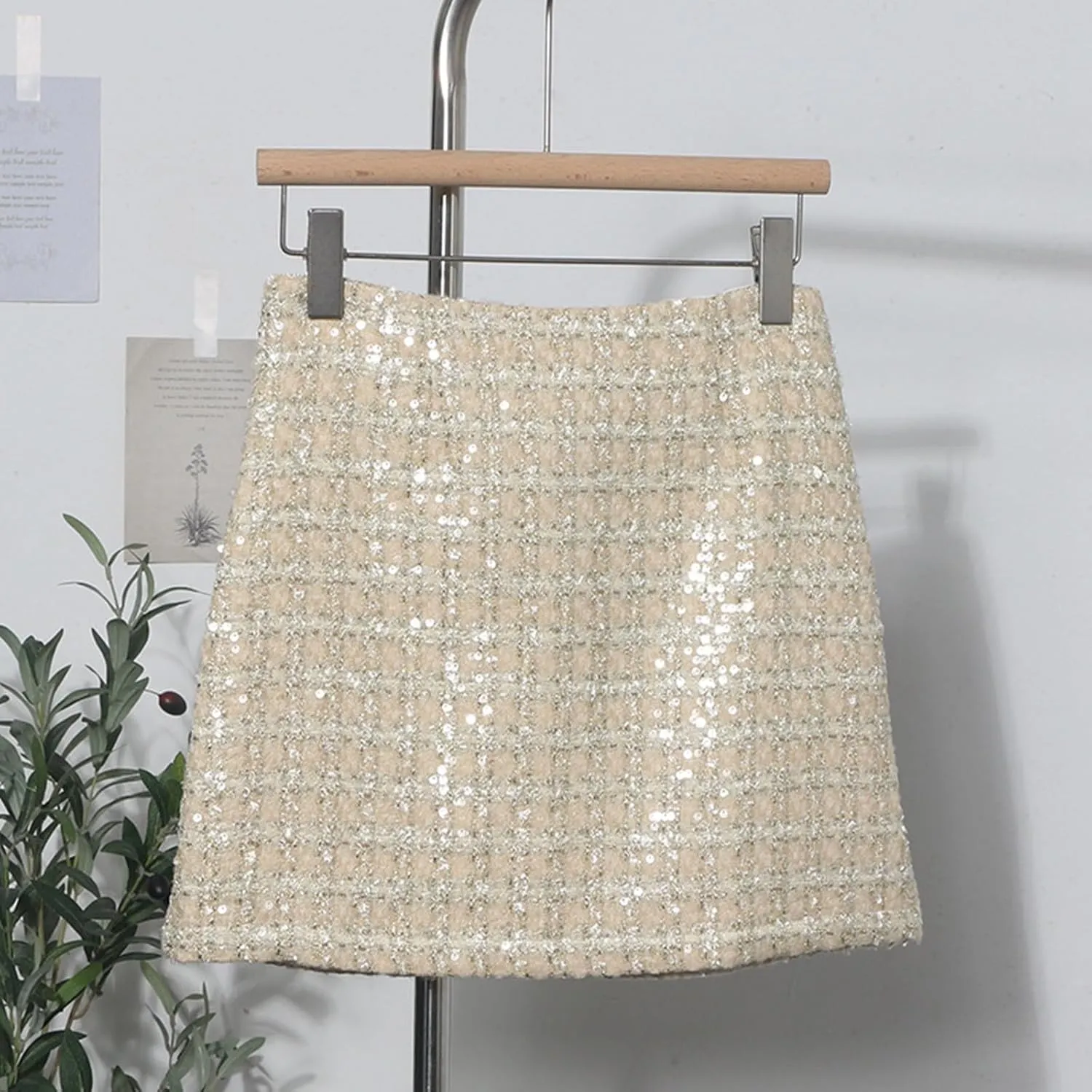 Sequin Skirt for Women Stretchy Bodycon Mini Skirts Sexy Sparkly Skirt Glitter Shiny Skirt Night Out Dance Party Dress