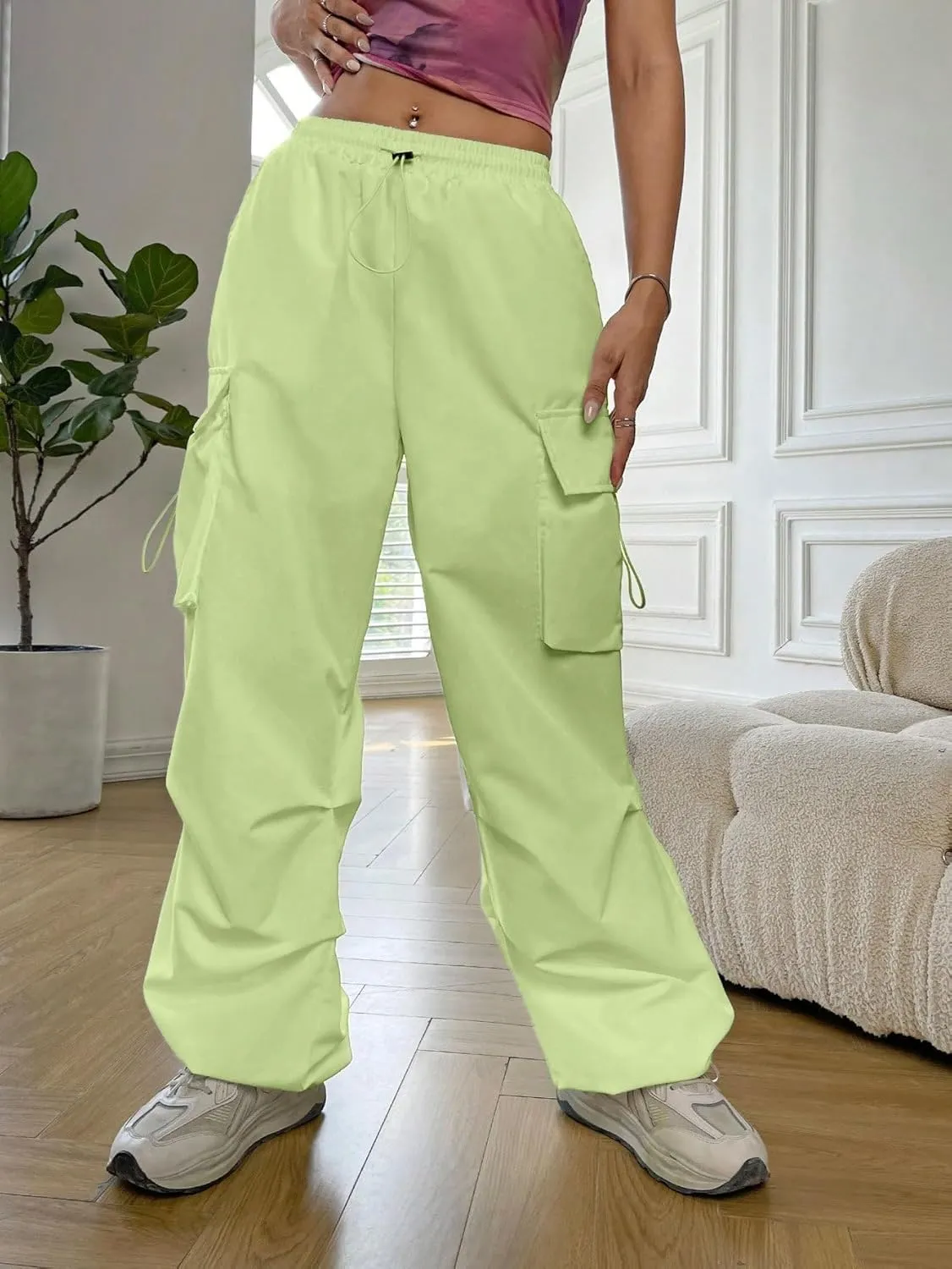 SHENHE Women's Baggy Loose Cargo Pants Drawstring Waist Joggers Long Trousers