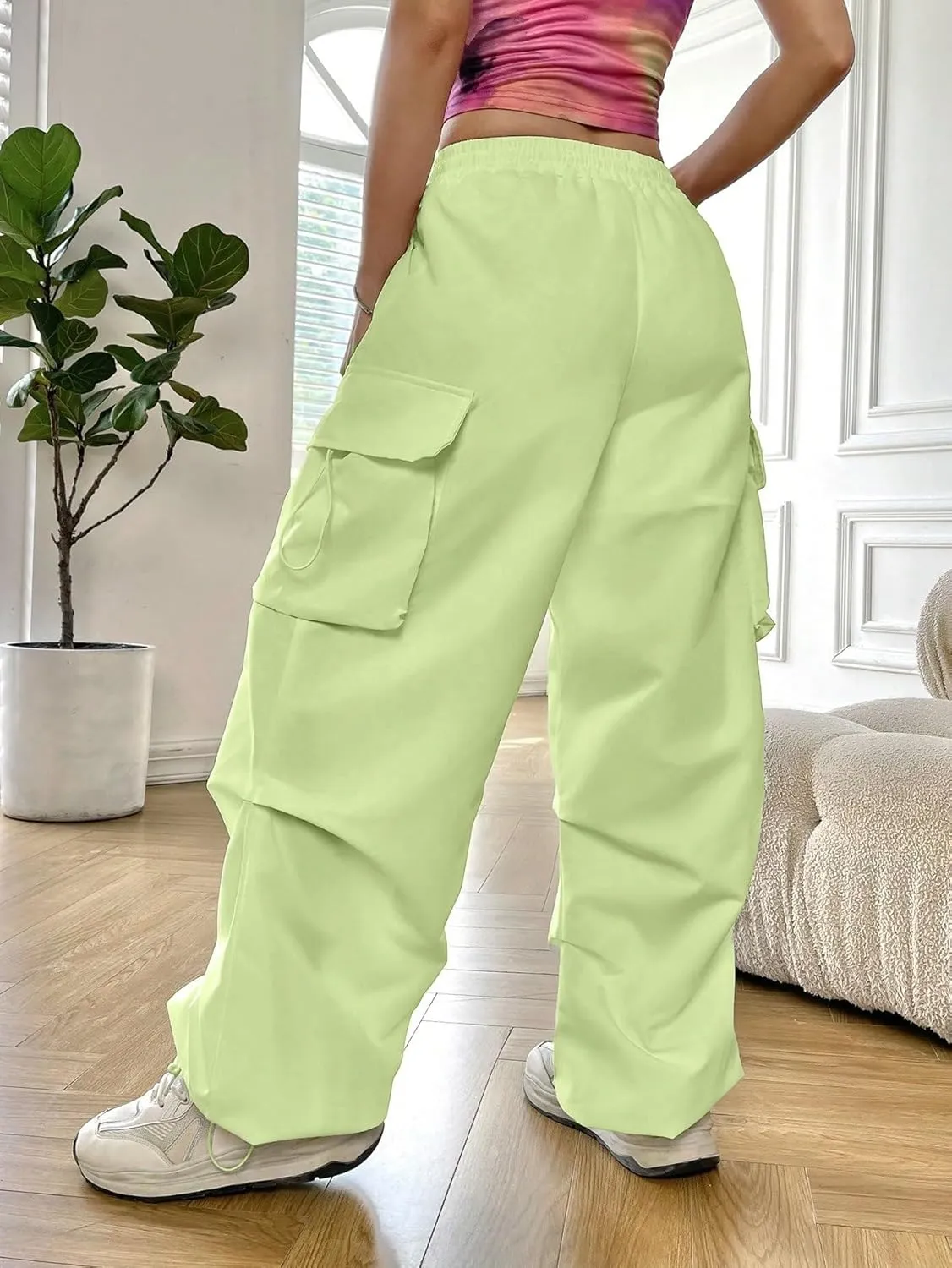 SHENHE Women's Baggy Loose Cargo Pants Drawstring Waist Joggers Long Trousers