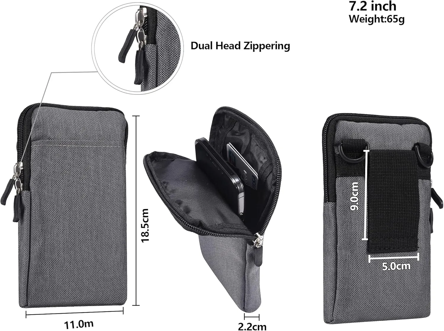 Small Cell Phone Shoulder Holster Men, Mobile Phone Belt Clip Holder, Women Men Multifunction Belt Loop Waist Pouch Smartphone Messenger Pack Waist Belt Packet Hiking Travel Side Clutch Bag Bumbag