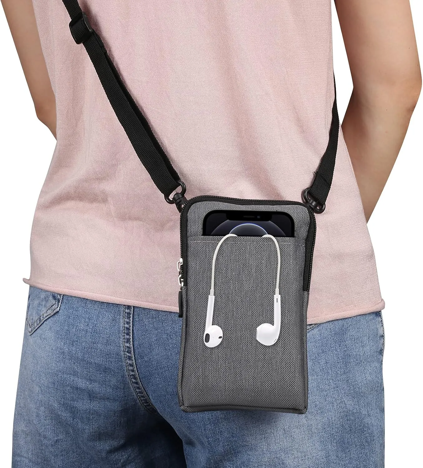 Small Cell Phone Shoulder Holster Men, Mobile Phone Belt Clip Holder, Women Men Multifunction Belt Loop Waist Pouch Smartphone Messenger Pack Waist Belt Packet Hiking Travel Side Clutch Bag Bumbag