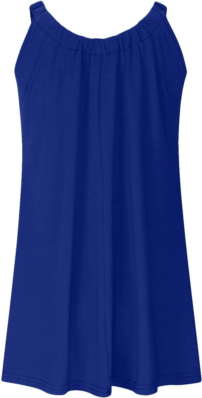 SMIDOW Sun Dresses for Women 2023 Beach Casual Summer Sleeveless Tshirt Dress Solid Swing Bikini Beachwear Cover Up