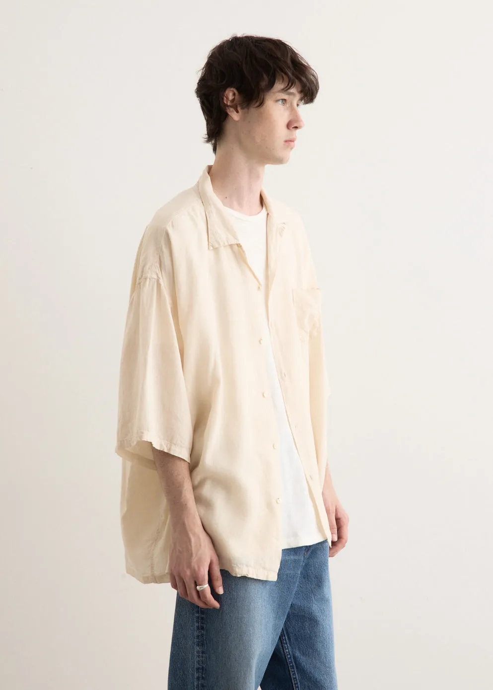 Soft Linen Open Collar BIG Shirt