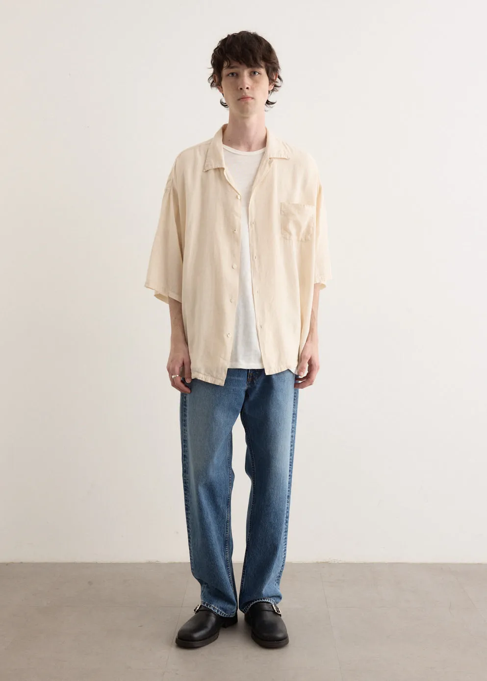Soft Linen Open Collar BIG Shirt