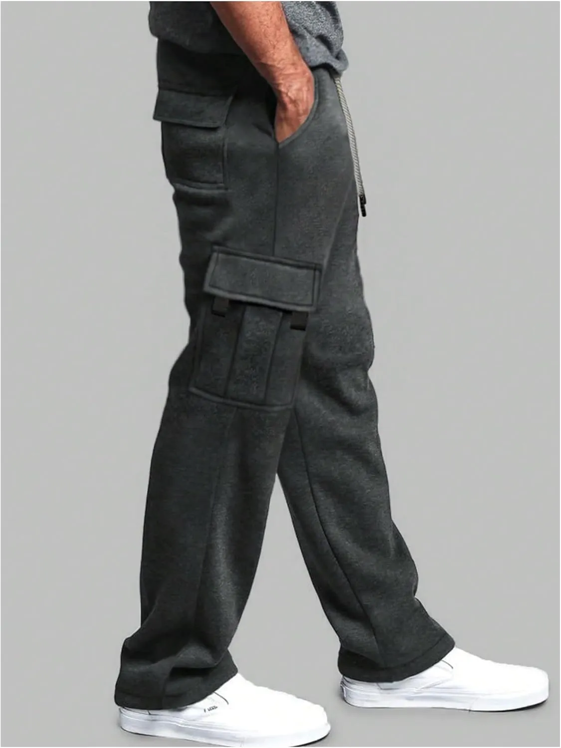 SOLY HUX Men's Sweatpants Drawstring Waist Flap Pocket Baggy Long Pants