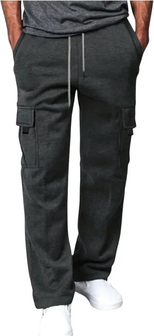 SOLY HUX Men's Sweatpants Drawstring Waist Flap Pocket Baggy Long Pants