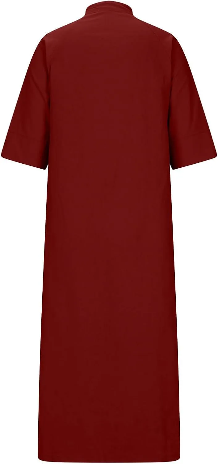 Summer Dresses for Women 2024 Plus Size Button Down Short Sleeve t Shirt Dresses Solid Midi Dresses with Pockets