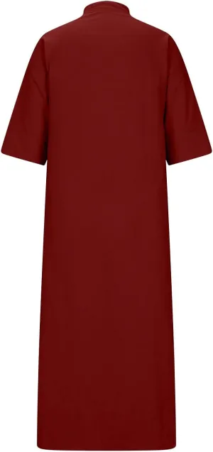 Summer Dresses for Women 2024 Plus Size Button Down Short Sleeve t Shirt Dresses Solid Midi Dresses with Pockets