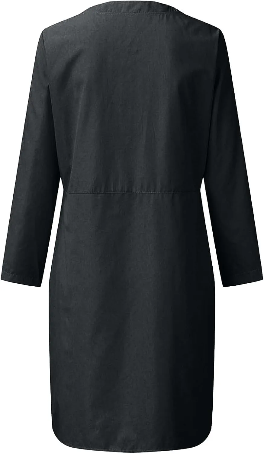 Summer Dresses for Women 2025 Button Casual Long Sleeve Cotton Linen Sundress Elegant Formal Work Dress with Pockets