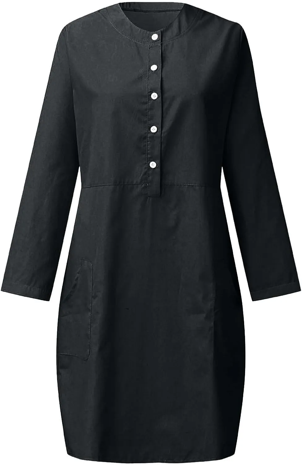 Summer Dresses for Women 2025 Button Casual Long Sleeve Cotton Linen Sundress Elegant Formal Work Dress with Pockets