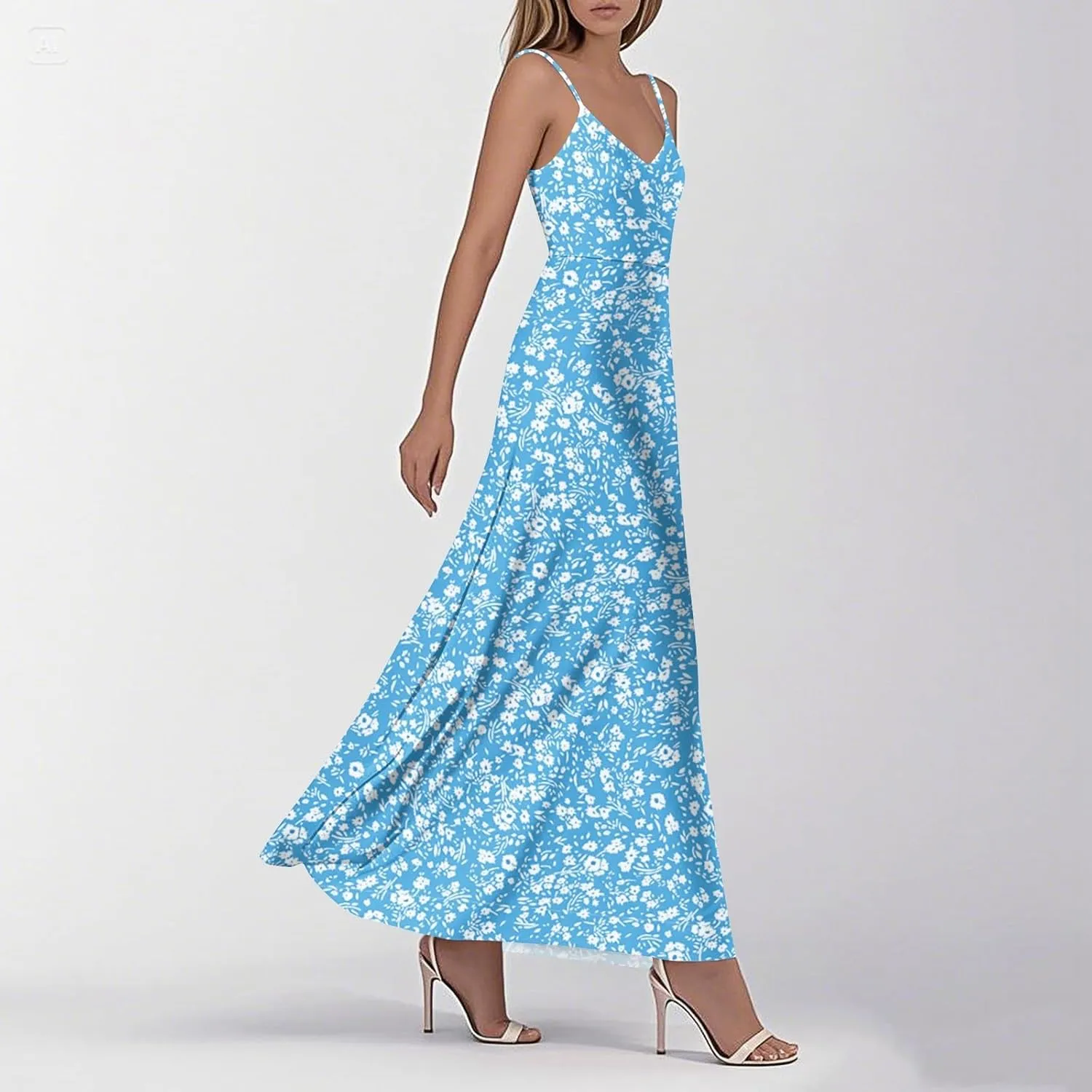 Summer Dresses for Women 2025 Spring Adjustable Spaghetti Strap Maxi Dress Floral Beach Vacation Long Sundress