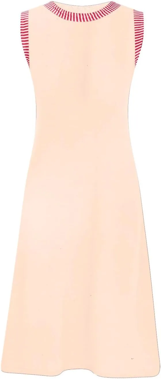 Summer Dresses for Women Casual Crewneck Sleeveless Tank Dress Beach Loose Fit Coverup Mini Sundress Vacation