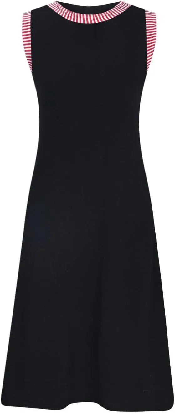 Summer Dresses for Women Casual Crewneck Sleeveless Tank Dress Beach Loose Fit Coverup Mini Sundress Vacation
