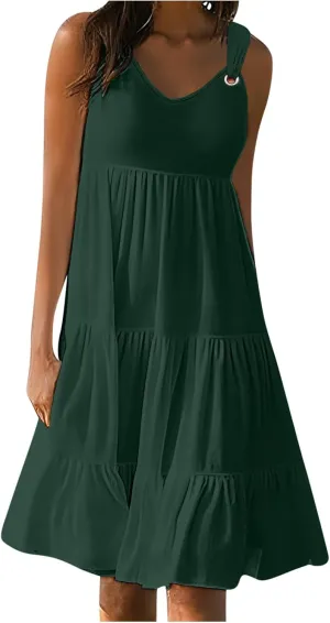 Summer Dresses for Women Vacation 2024 Trendy Beach Sleeveless Sundresses Loose Fit Casual Summer Camisole Dress