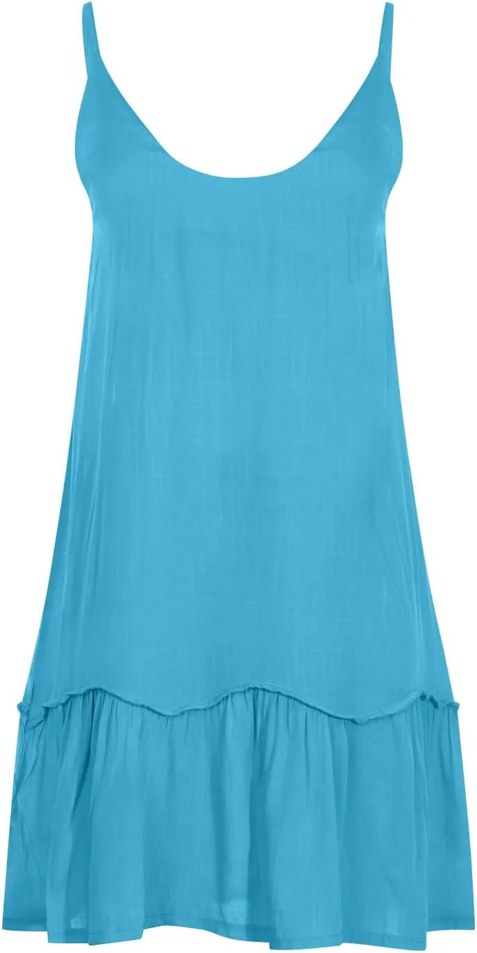 Sundresses for Women 2024 Trendy v Neck Pleated Adjustable Spaghetti Strap Beach Dress Backless Sexy Short Dress