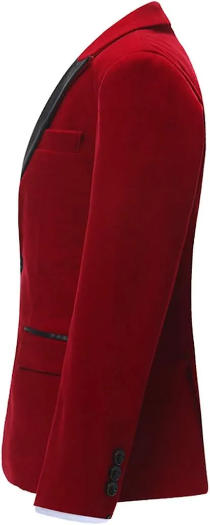 SWOTGdoby Boys Velvet Suit Green Blue Red Colors Formal Peak Lapel 2 Pieces Suit Set Blazer Pants