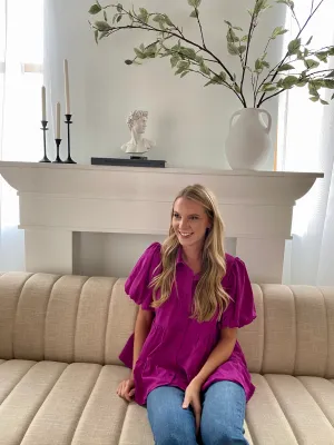Tiered Button Up Top-Violet