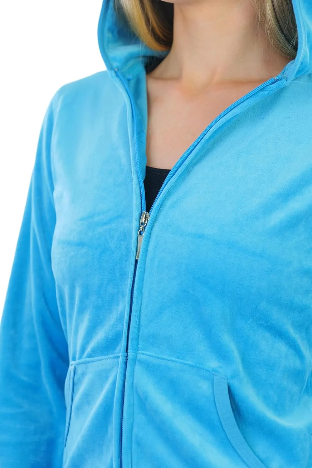 ToBeInStyle Women's Velour Tracksuit Zip-Up Hooded Jacket and Matching Pants