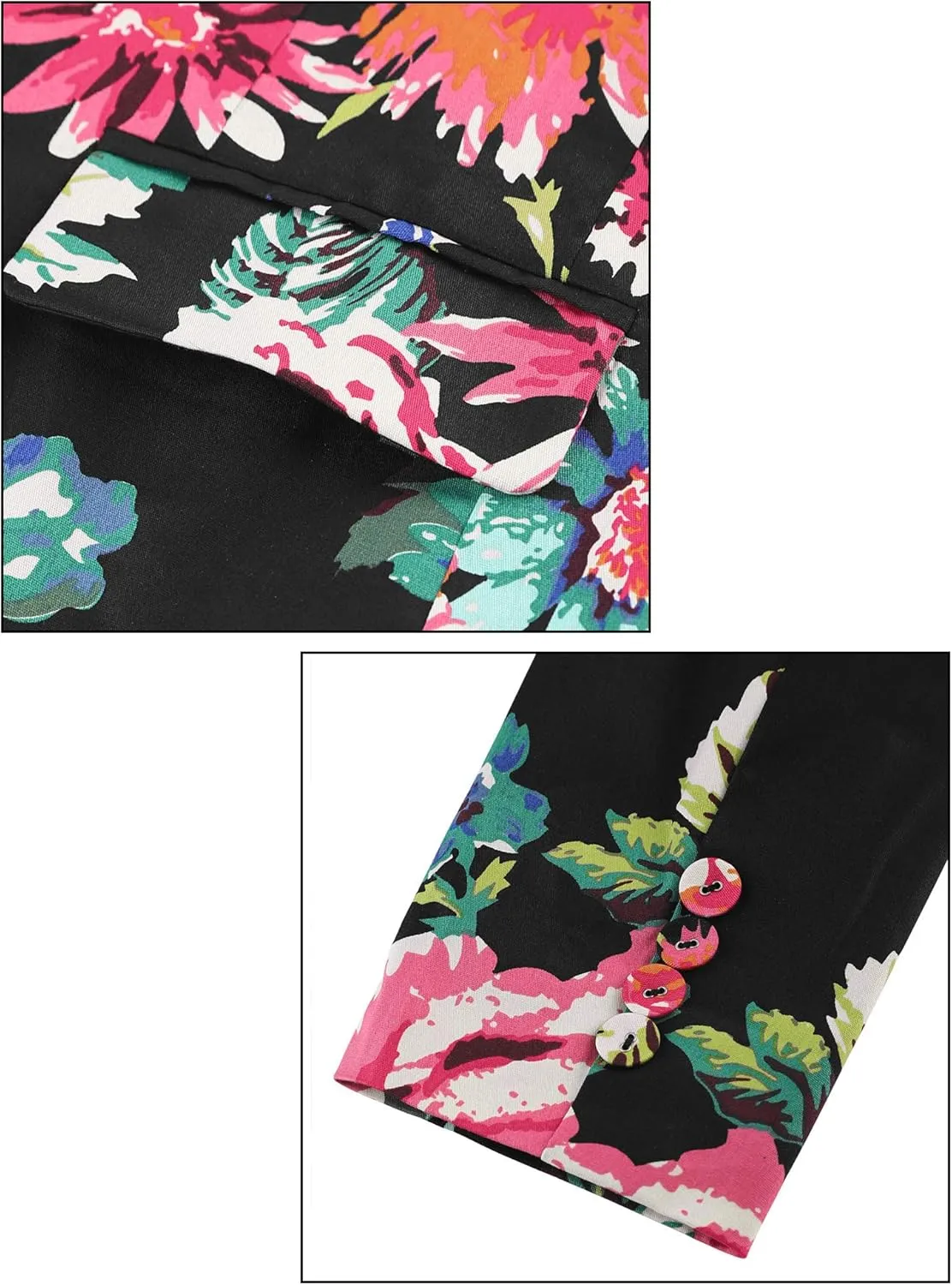 uxcell Men's Suit Blazer Slim Fit Floral Printed One Button Prom Jacket Sport Coat