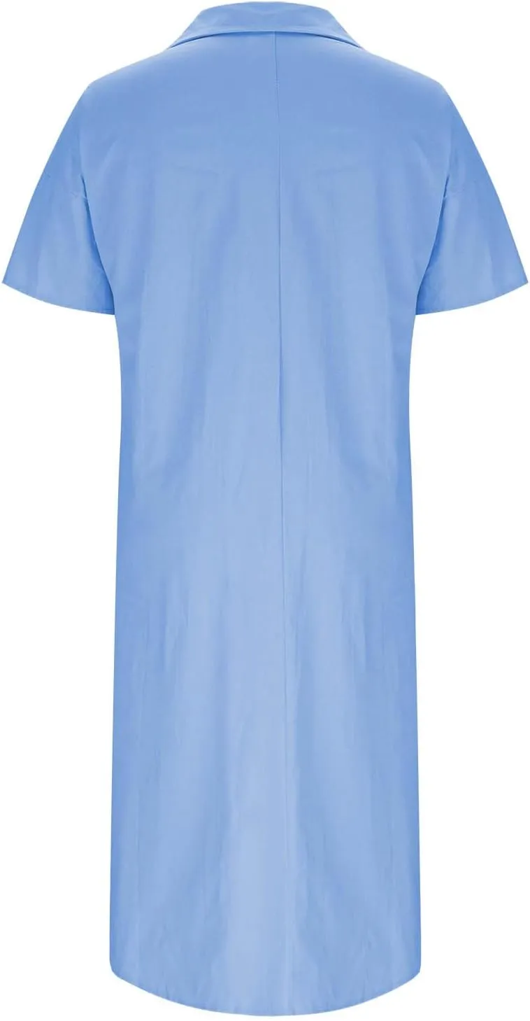 Women Plus Size Button Down Shirt Dresses with Pockets Summer Casual Loose 3/4 Sleeve Midi Dress Cover Up Sundress