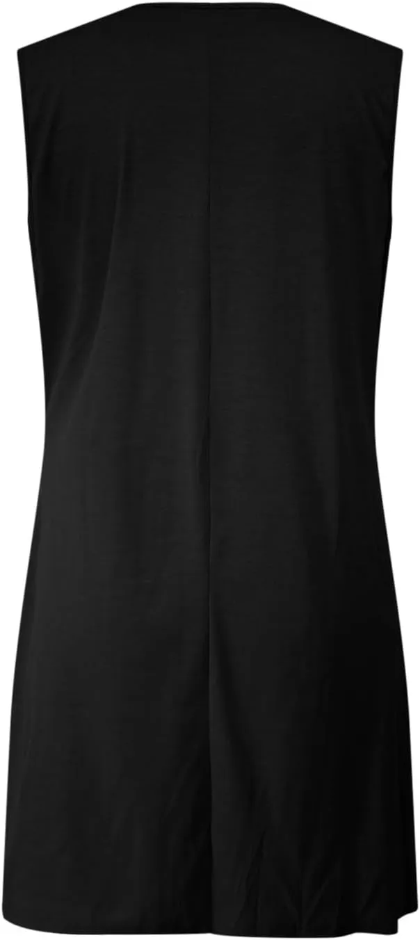 Womens Dresses Casual Summer Front Key Hole Sleeveless Tank Sundress Ruched Crewneck Beach Vacation Mini Dress