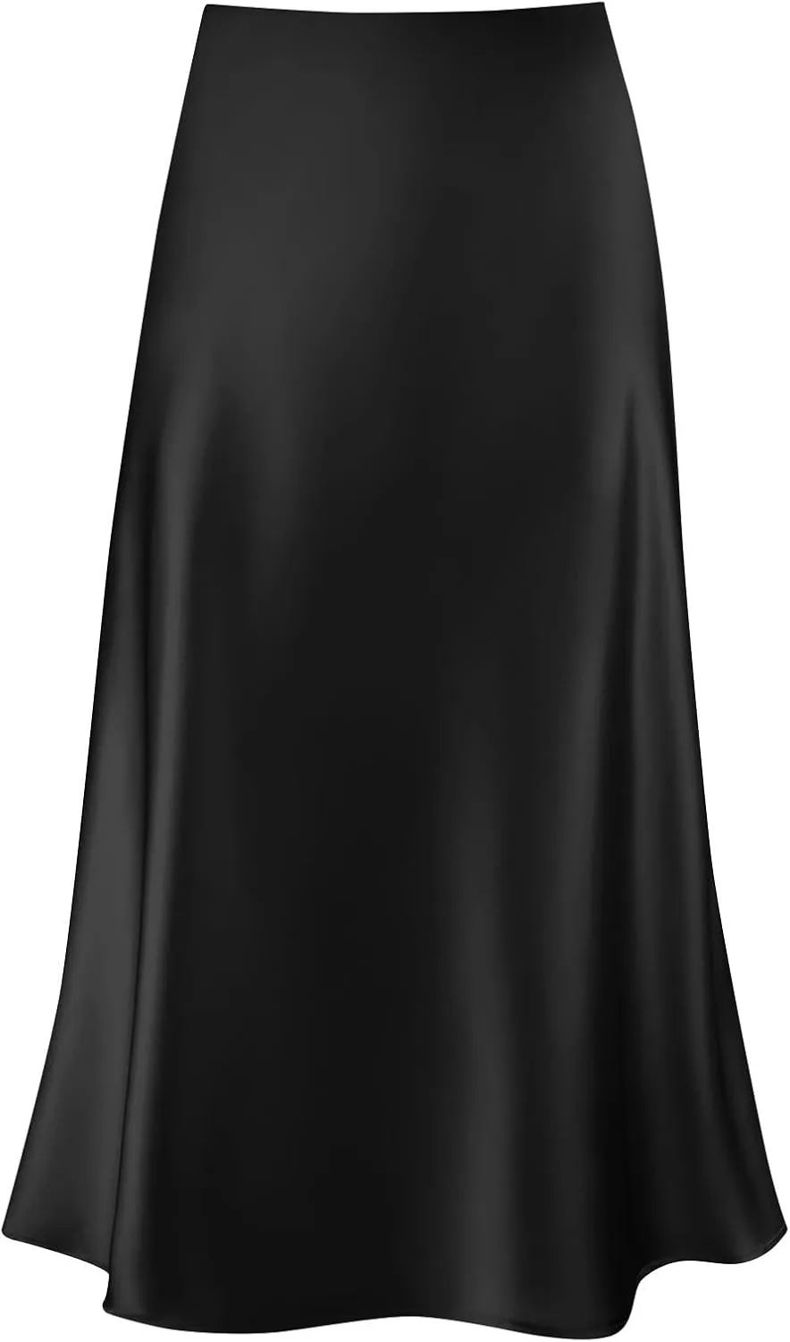 Women's Midi Satin Skirt Dressy Casual High Waisted A Line Flowy Ruffle Elegant Summer Party Cocktail Calf Length Skirts