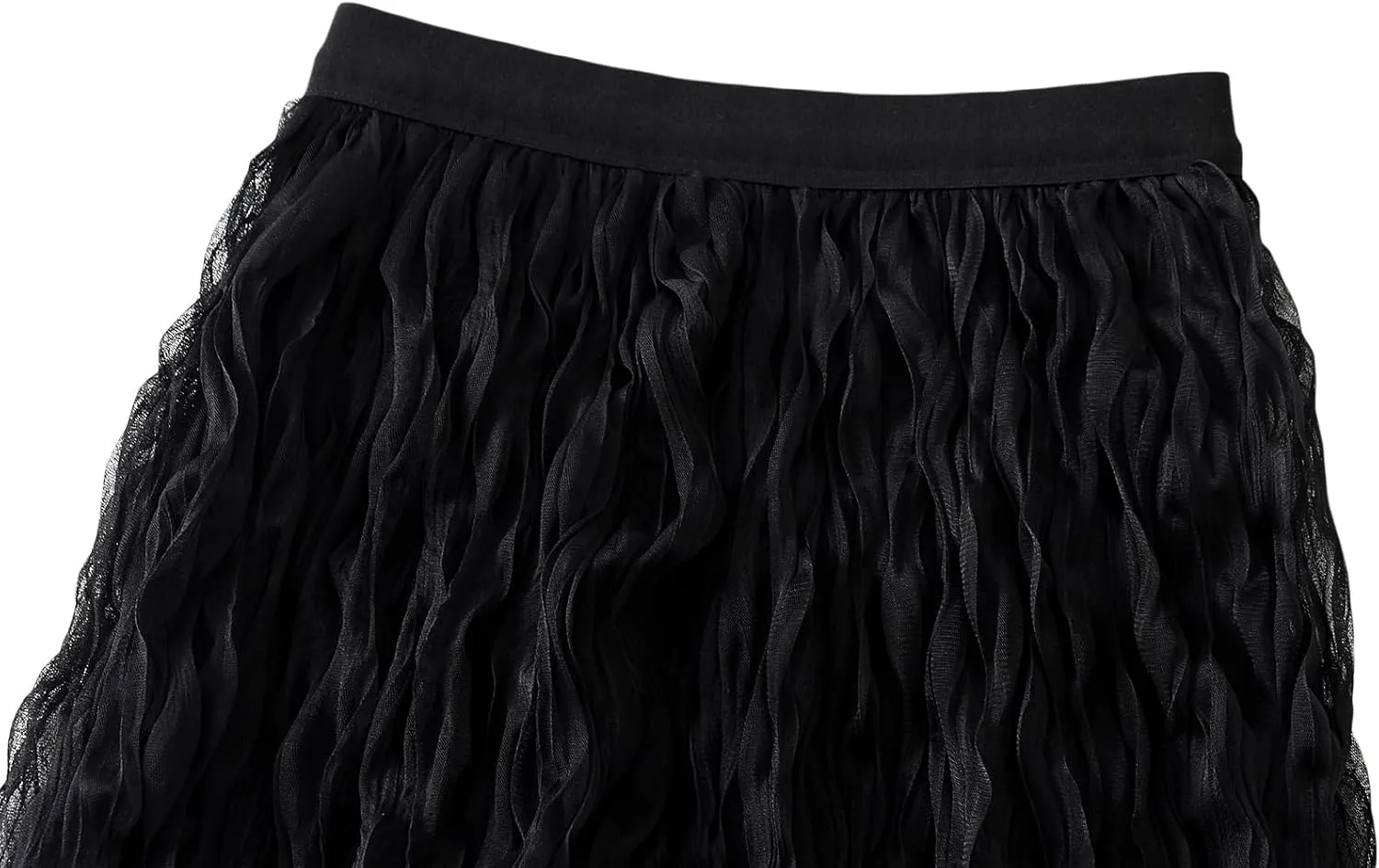 Women's Midi Wave Wrinkled Tutu Skirt A-Line Elastic Waist Flared Pleated Skirt Chic Beach Party Tulle Skirts