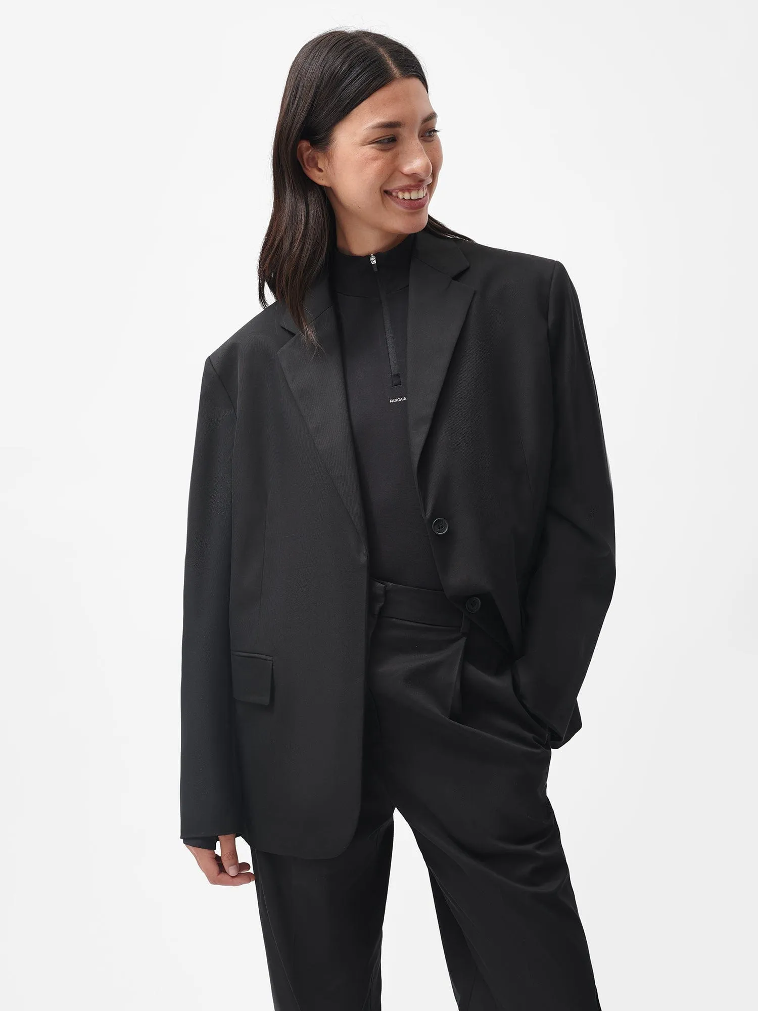 Women's Organic Cotton Oversized Tailored Blazerblack