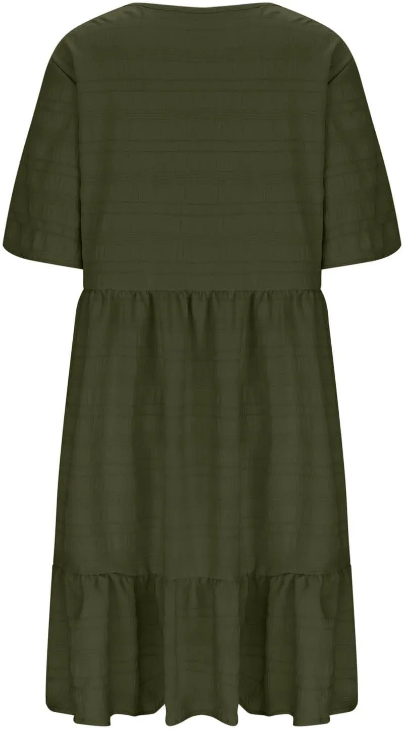Womens Plus Size Mini Dress Pleated Patchwork Dresses Short Sleeve Crewneck Sundress Beach Wedding Guest Clothes 2025